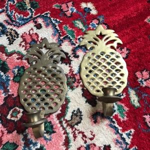 Brass pineapple wall candle sconces